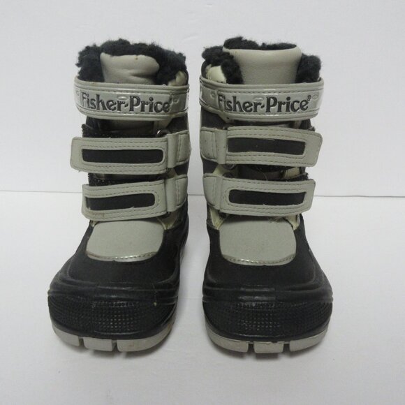 Fisher-Price Unisex Snow Boots Size 5 Black Gray Toddler Baby Waterproof Vintage - Picture 1 of 4